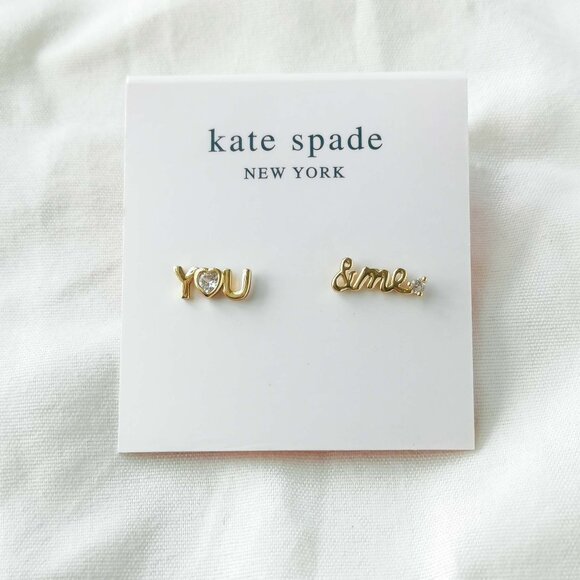 Kate Spade You & Me Crystal Gold Stud Earrings - Picture 1 of 3